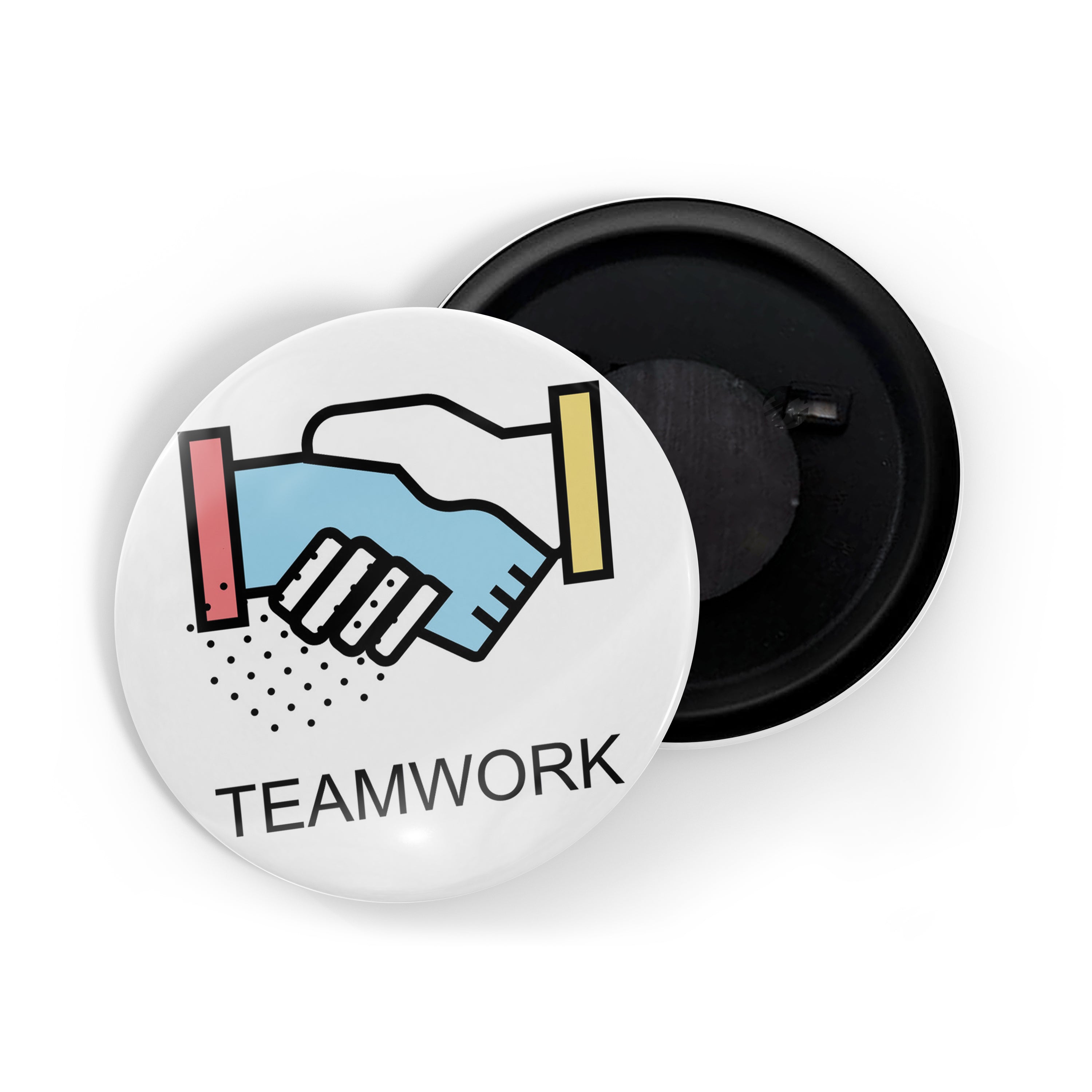 dhcrafts Round Fridge Magnet White Color Teamwork Glossy Finish Design Pack of 1 (75 mm)